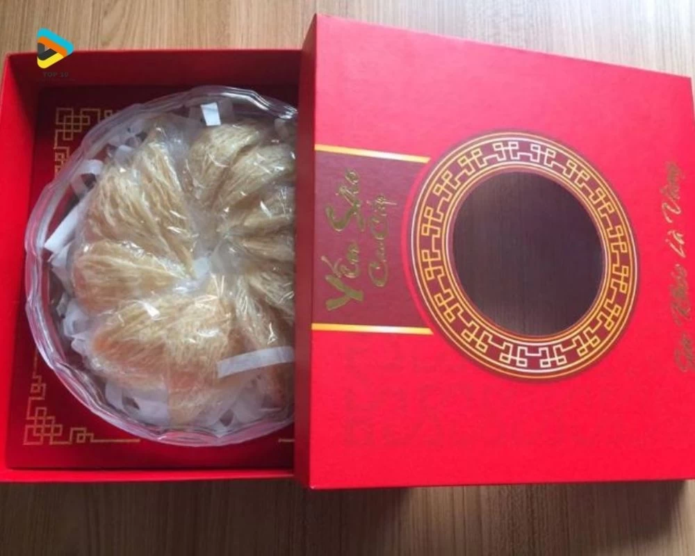 Mẫu hộp yến âm dương màu đỏ