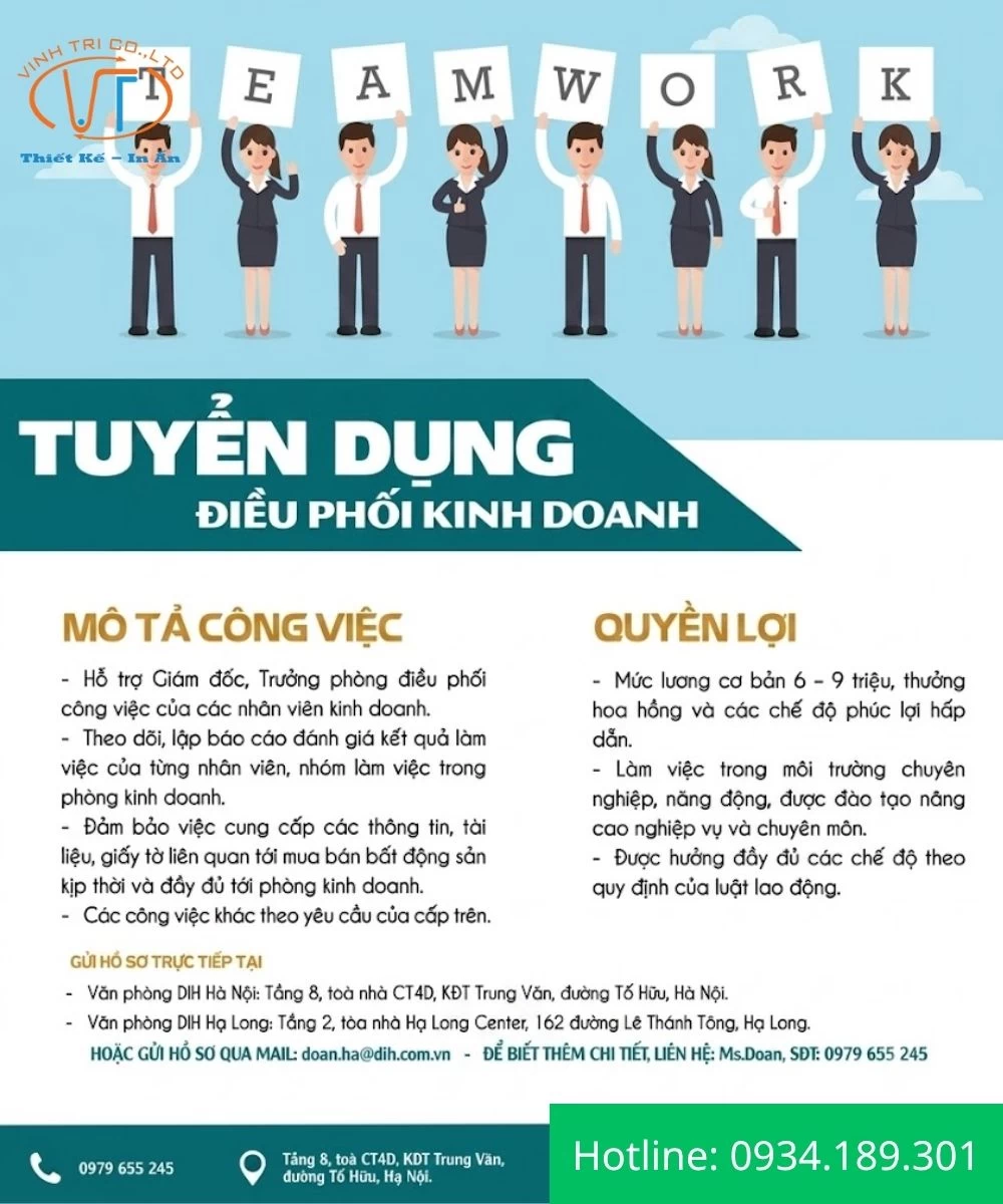 Mẫu tờ rơi tuyển dụng điều phối kinh doanh