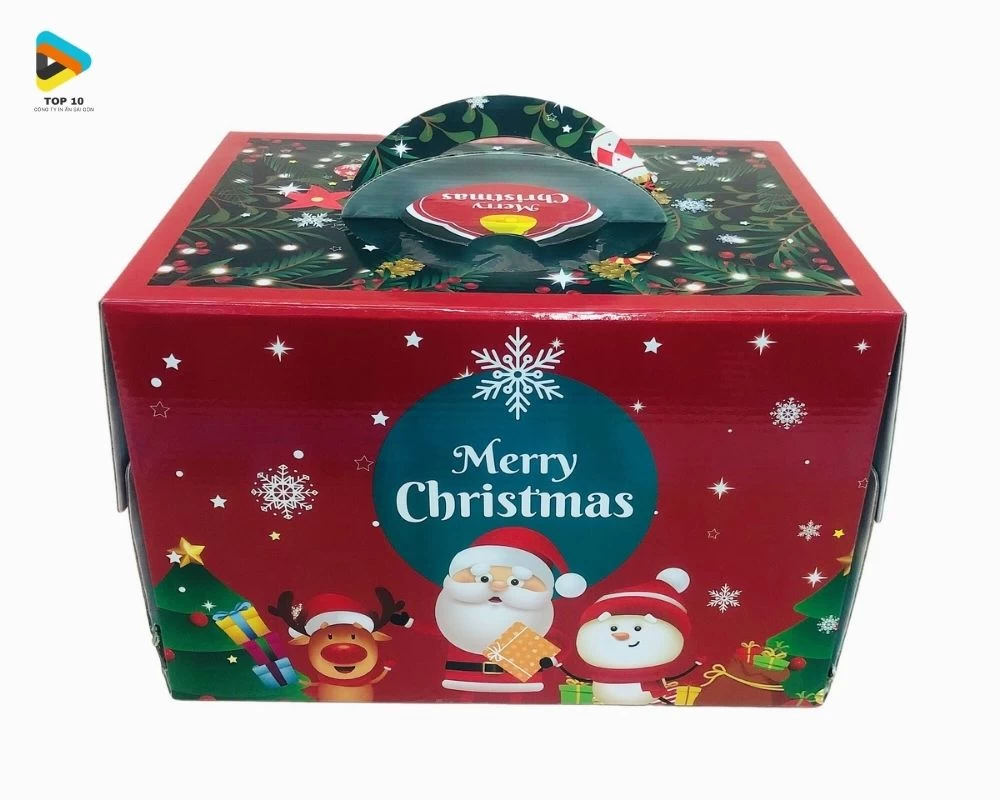 Hộp giáng sinh carton có tay cầm chắc chắn