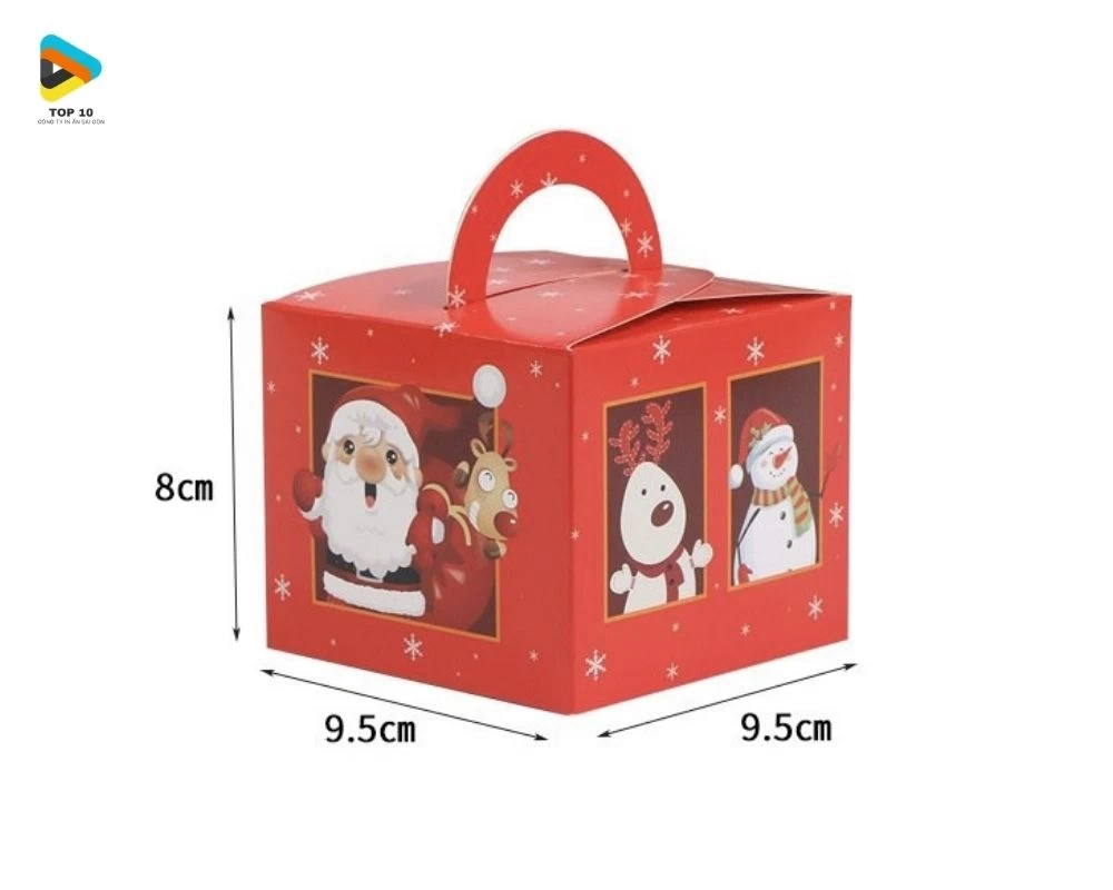 Hộp giáng sinh đựng bánh kẹo có tay cầm
