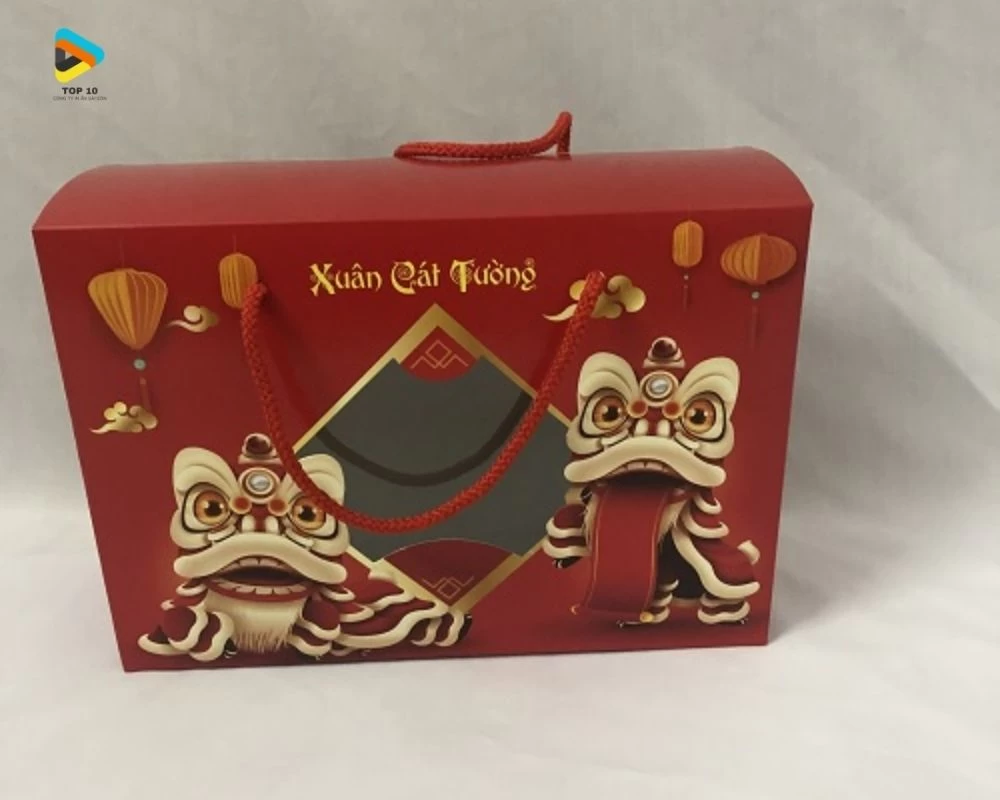 Mẫu hộp quà tết có hình cái Lân