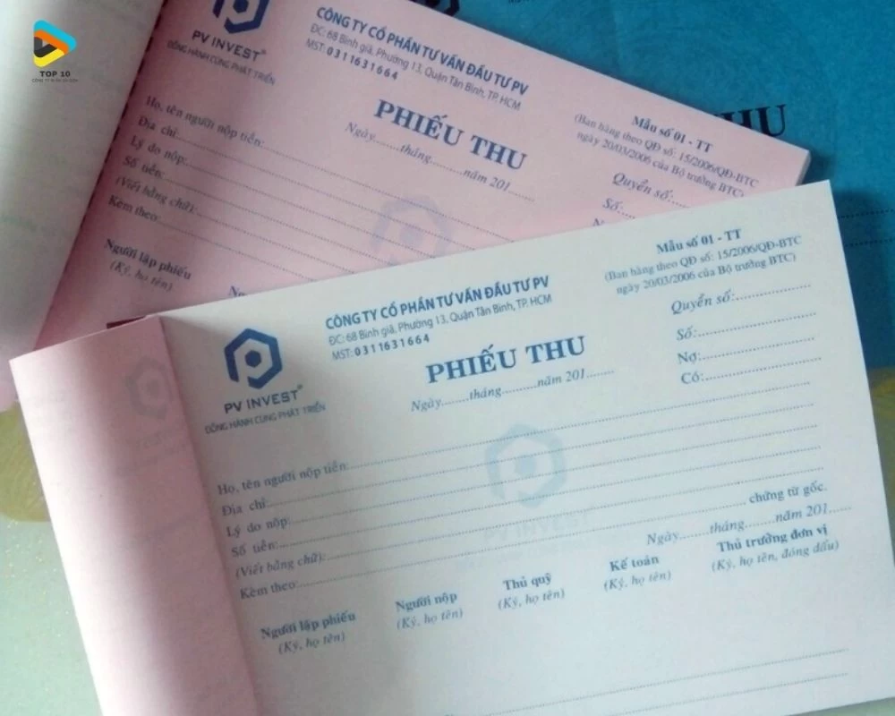 Mẫu phiếu thu công ty PV