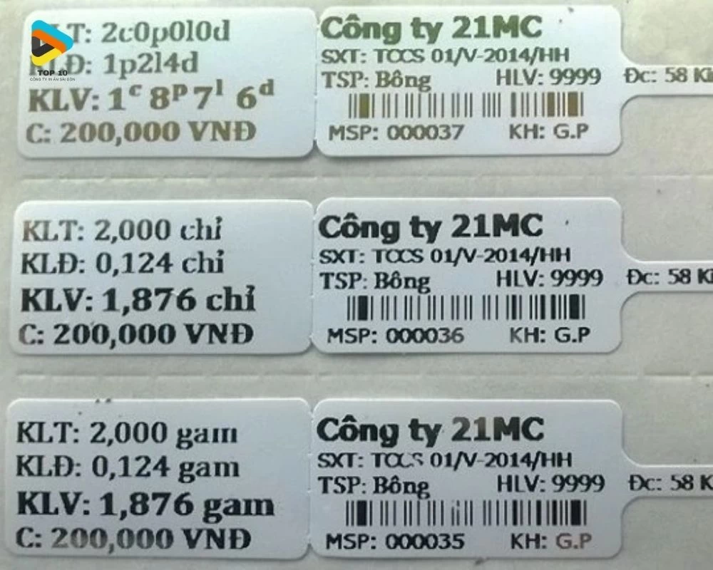 Tem vàng của công ty 21MC