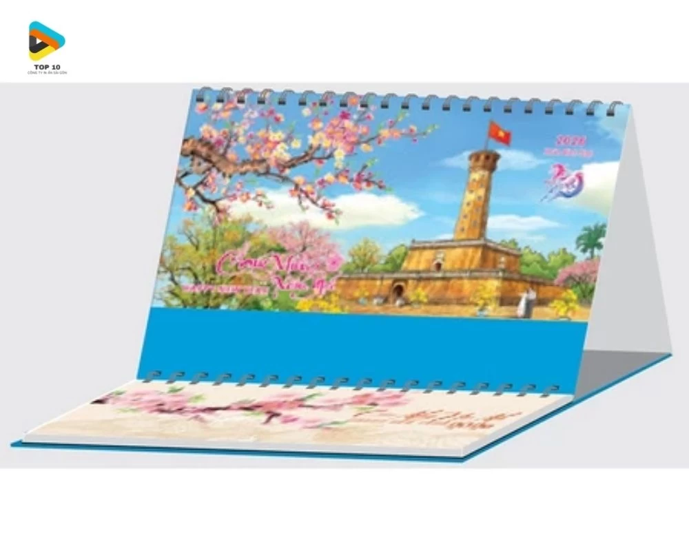 Mẫu lịch để bàn chữ M về hoàng thành Thăng Long