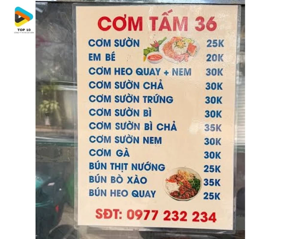 Mẫu menu cơm tấm 36