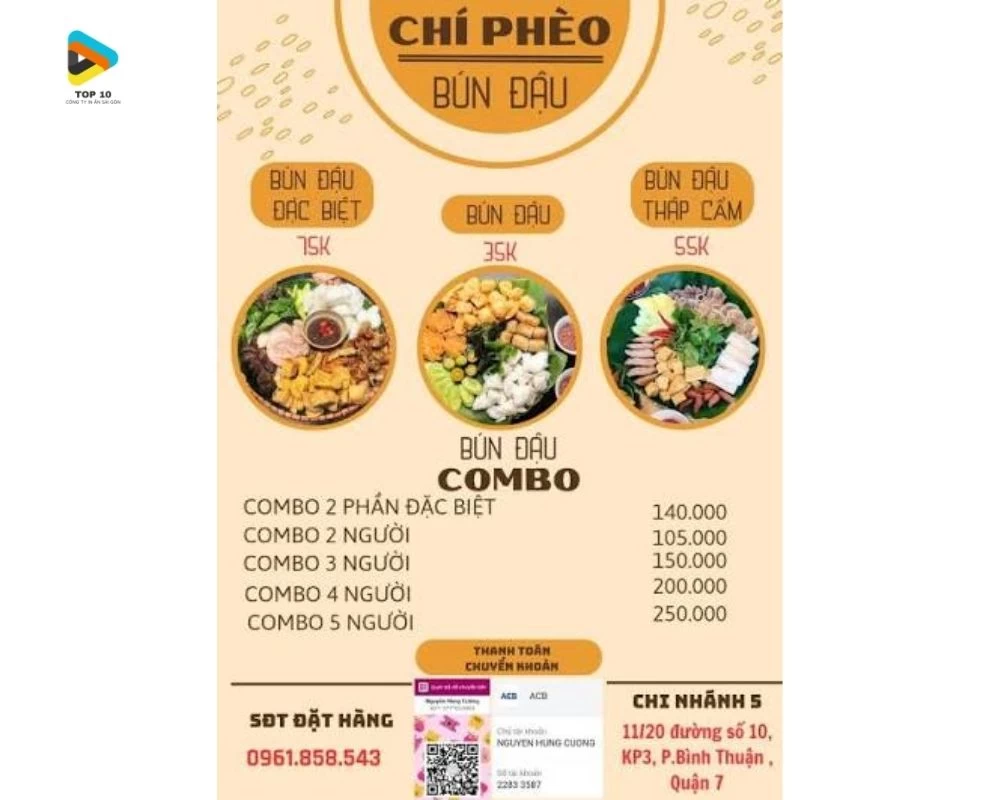 Menu bún đậu Chí Phèo