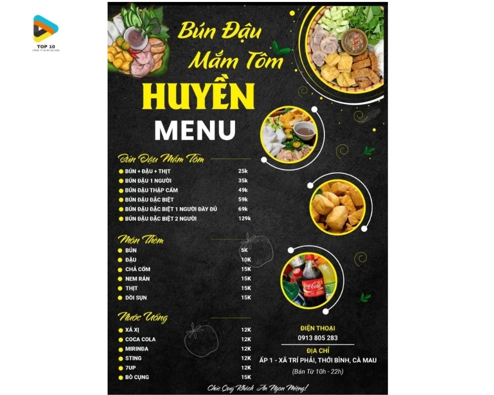 Menu bún đậu mắm tôm Huyền