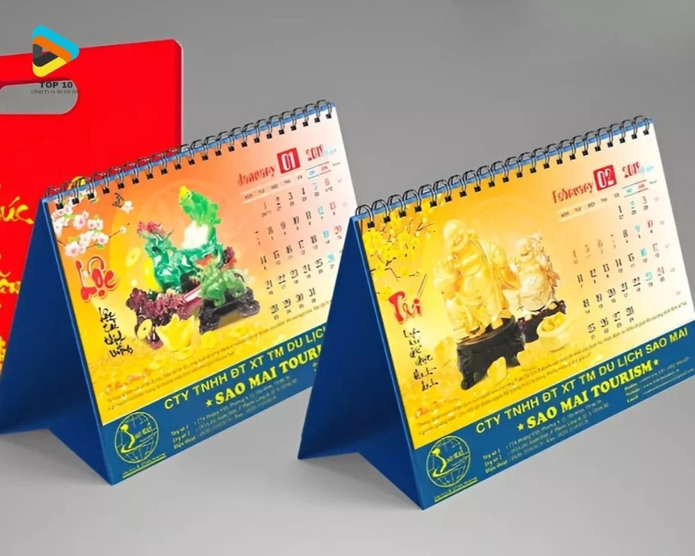 Mẫu lịch để bàn chữ A của công ty Sao Mai