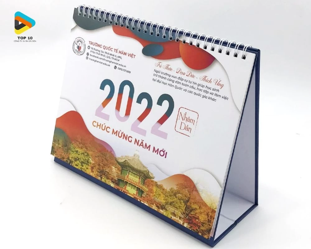 Mẫu lịch để bàn chữ A của trương Quốc Tế Hàn Việt