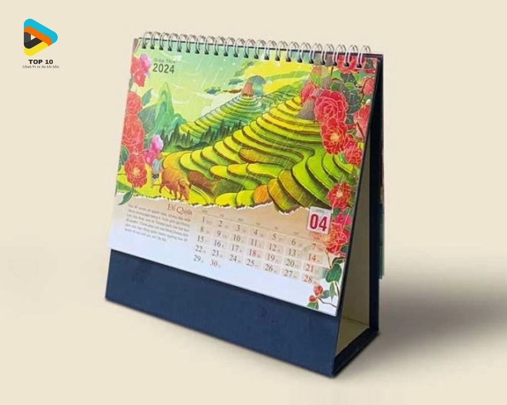 Mẫu lịch để bàn chữ A đầy đủ màu sắc