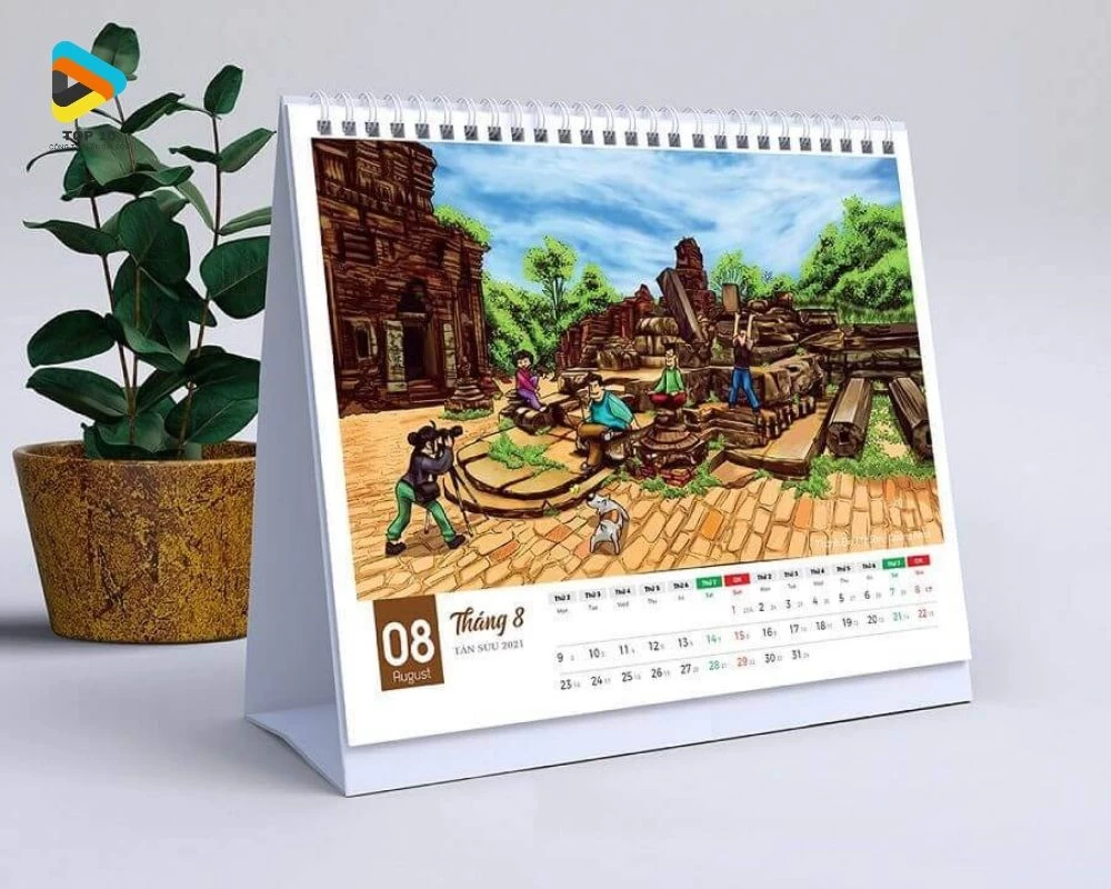 Mẫu lịch để bàn chữ A về điểm du lịch Việt Nam