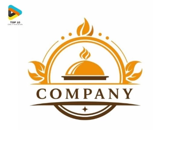 Mẫu logo nhà hàng nổi bật với hai màu vàng nâu