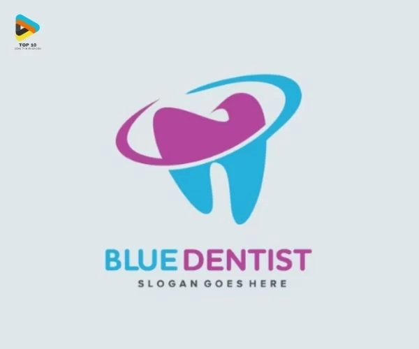 Mẫu logo nha khoa có màu tím và xanh