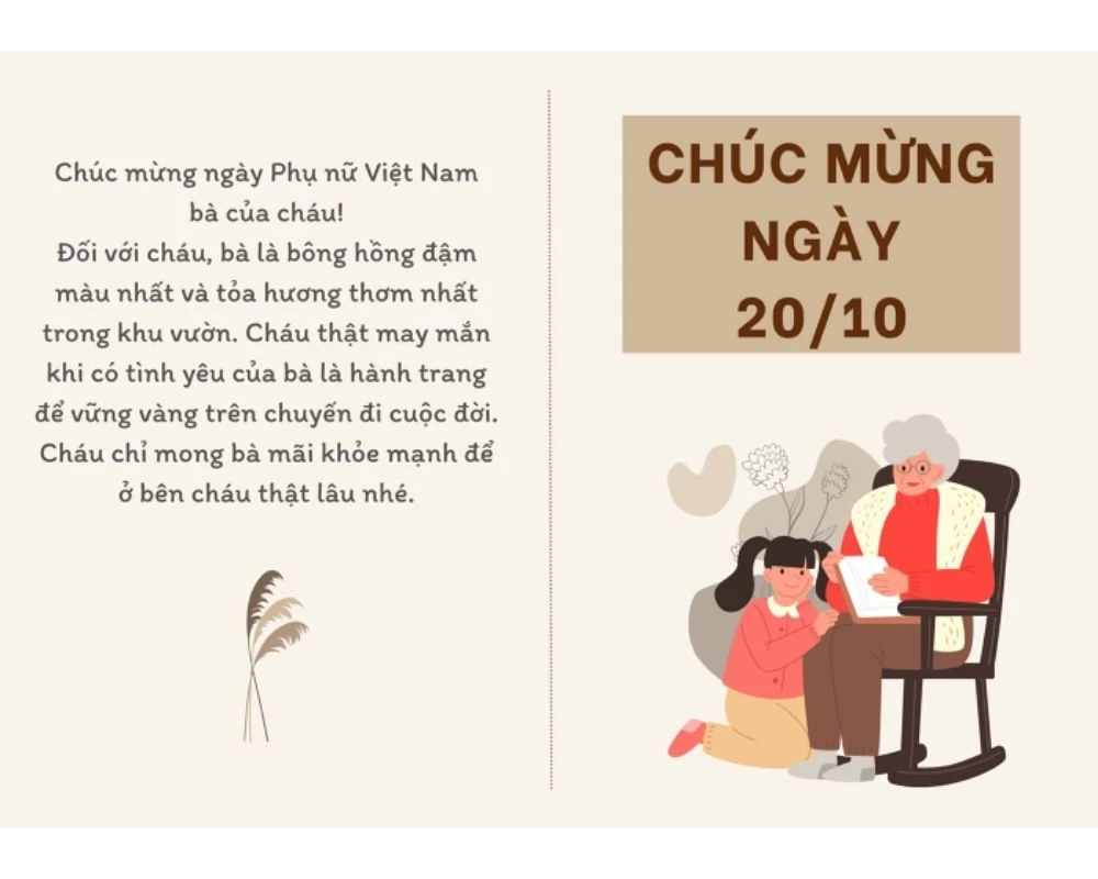 Mẫu thiệp 20_10 chúc mừng bà của cháu gái