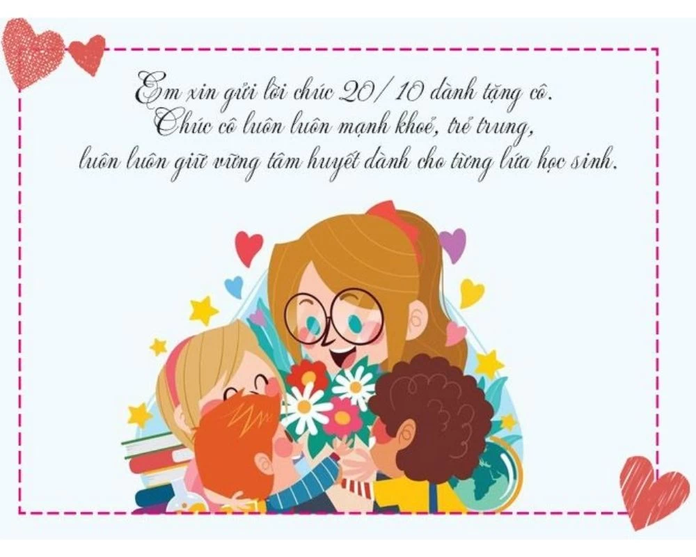 Mẫu thiệp chúc mừng 20 tháng 10 tặng cô giáo