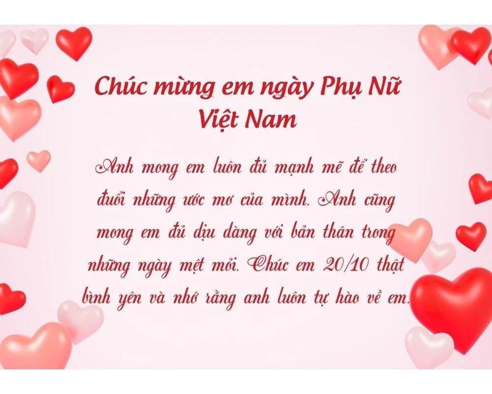 Mẫu thiệp chúc mừng 20 tháng 10 tặng người yêu