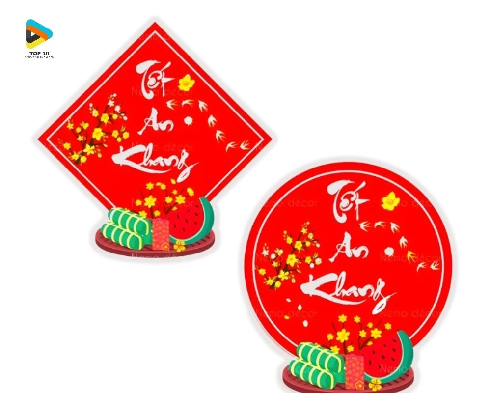 Tem chúc mừng năm mới 1 hình tròn, 1 hình thoi