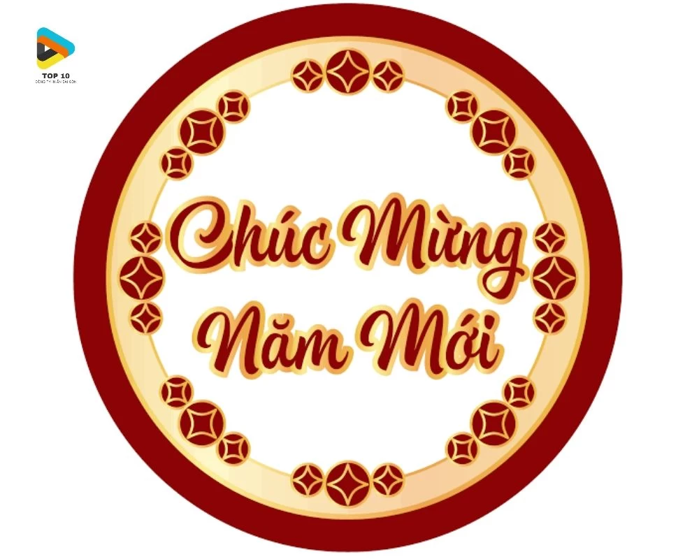 Tem chúc mừng năm mới hình tròn