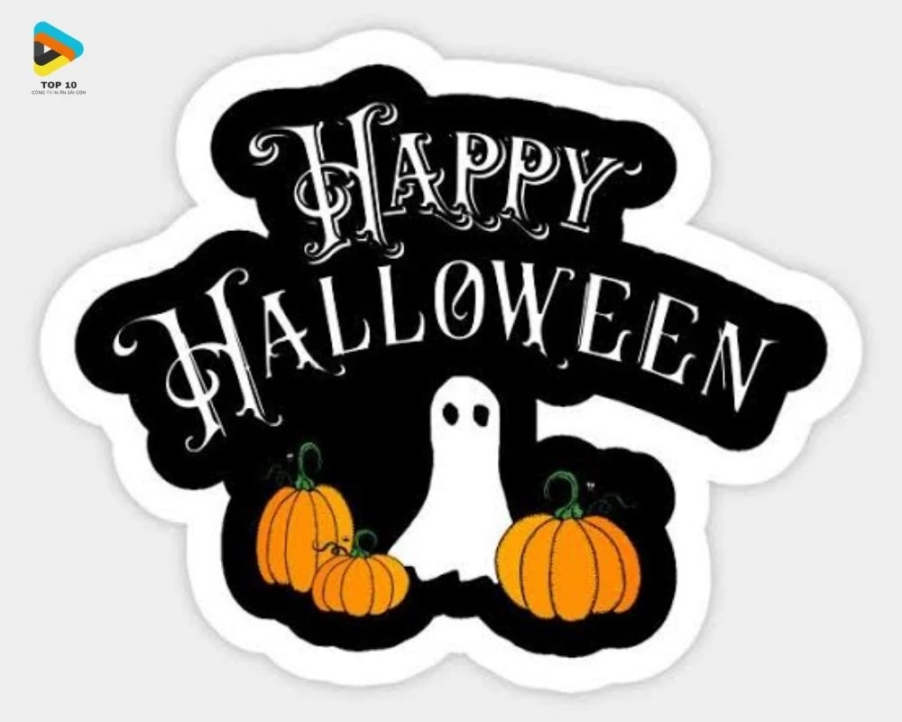 Sticker chữ Happy Halloween màu đen
