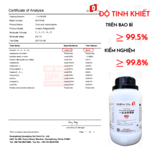 acid citric, axit chanh, bột chanh, bột điều chỉnh độ ph, nguyên liệu làm xà phòng, nguyên liệu làm bom tắm