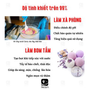 acid citric, axit chanh, bột chanh, bột điều chỉnh độ ph, nguyên liệu làm xà phòng, nguyên liệu làm bom tắm