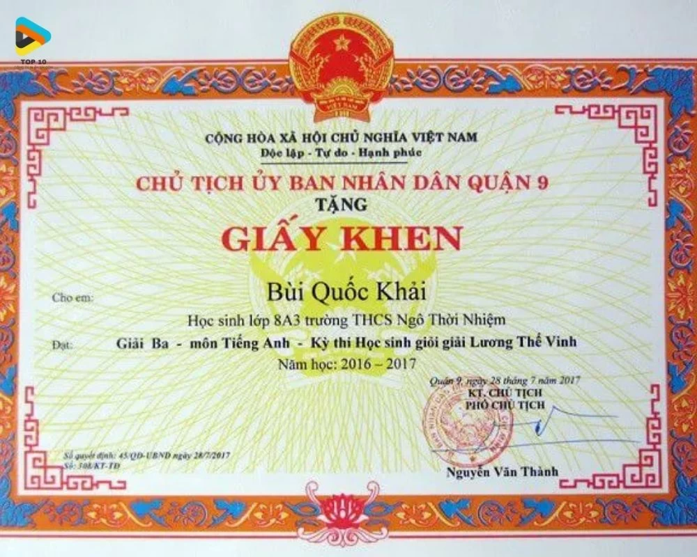 In Giấy Khen