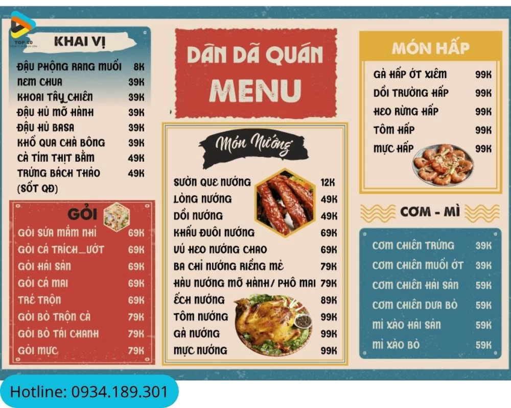 In Menu Quán Nhậu