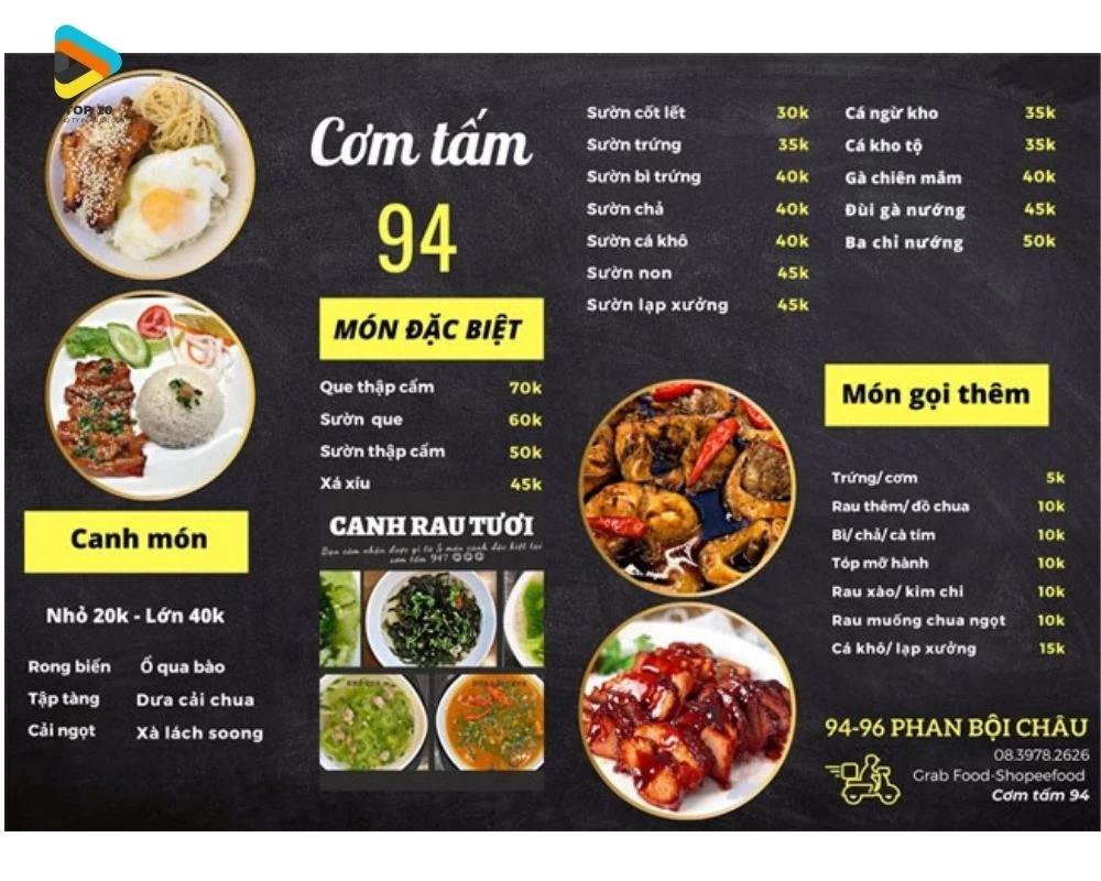 Menu Cơm Tấm